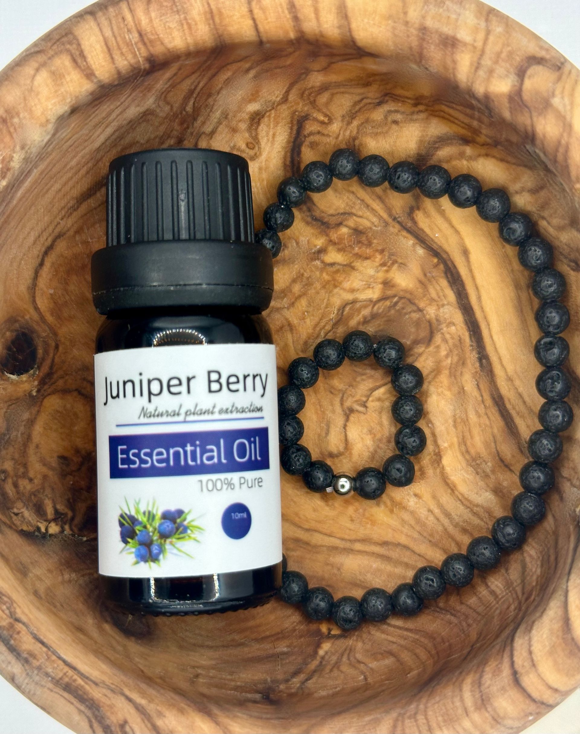 Whisper Stone ~ Lava Bracelet & Ring Aroma Set ~ Juniper Berry