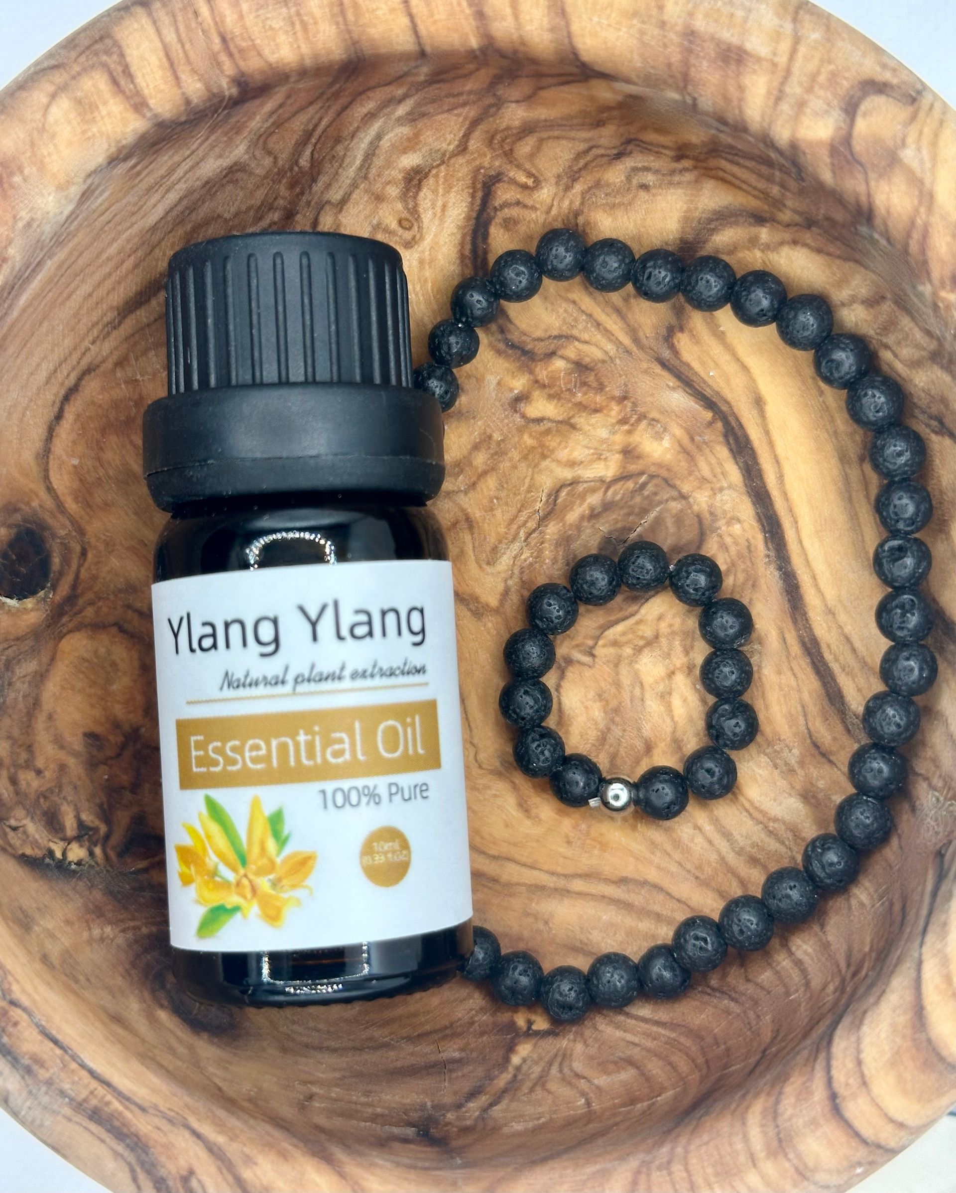 Whisper Stone ~ Lava Bracelet & Ring Aroma Set ~ Ylang Ylang