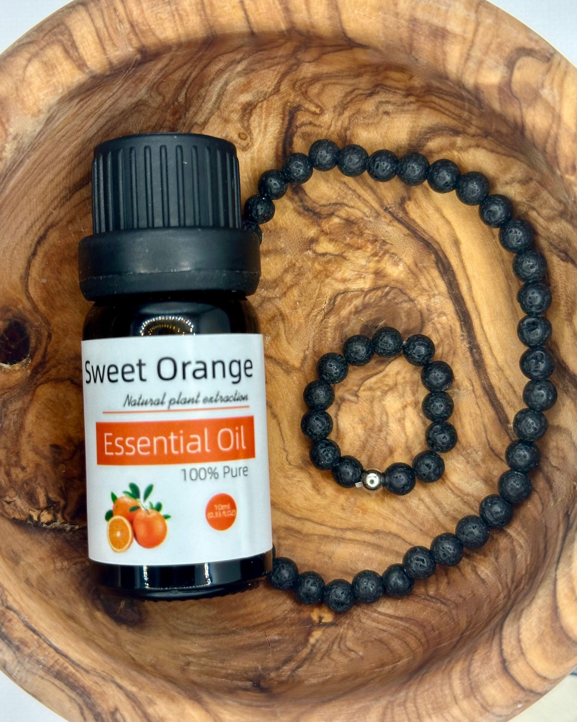 Whisper Stone ~ Lava Bracelet & Ring Aroma Set ~ Sweet Orange