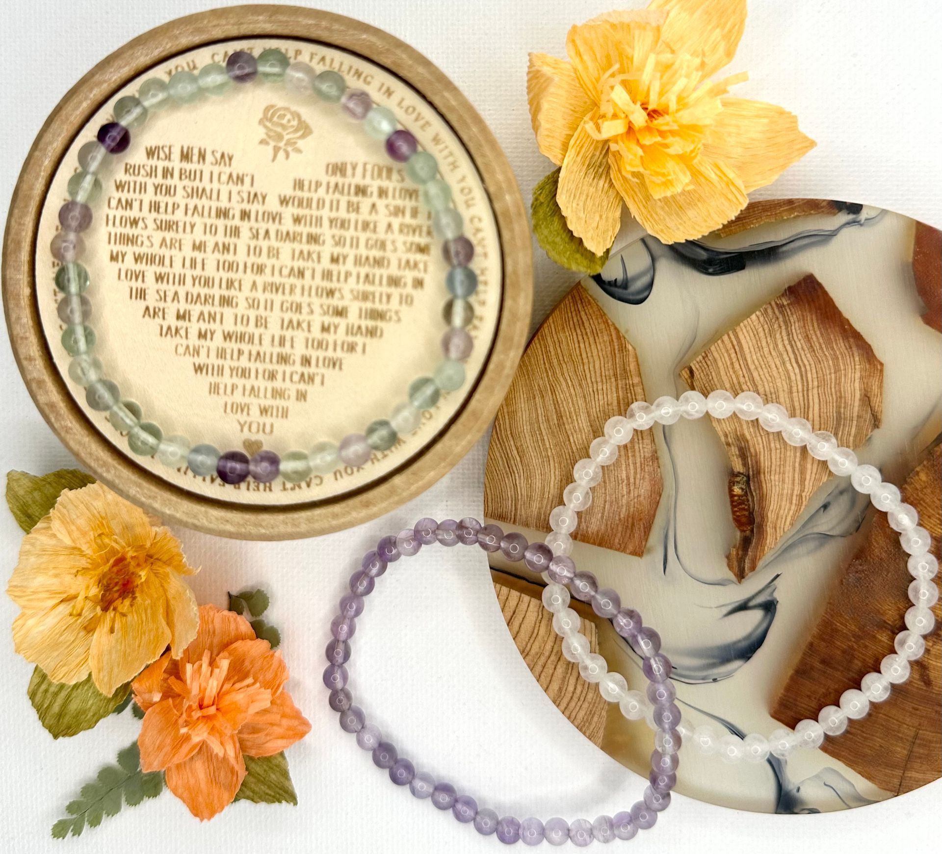 Garden Stack ~ Gemstone Bracelet Trio ~ Lavender Sky