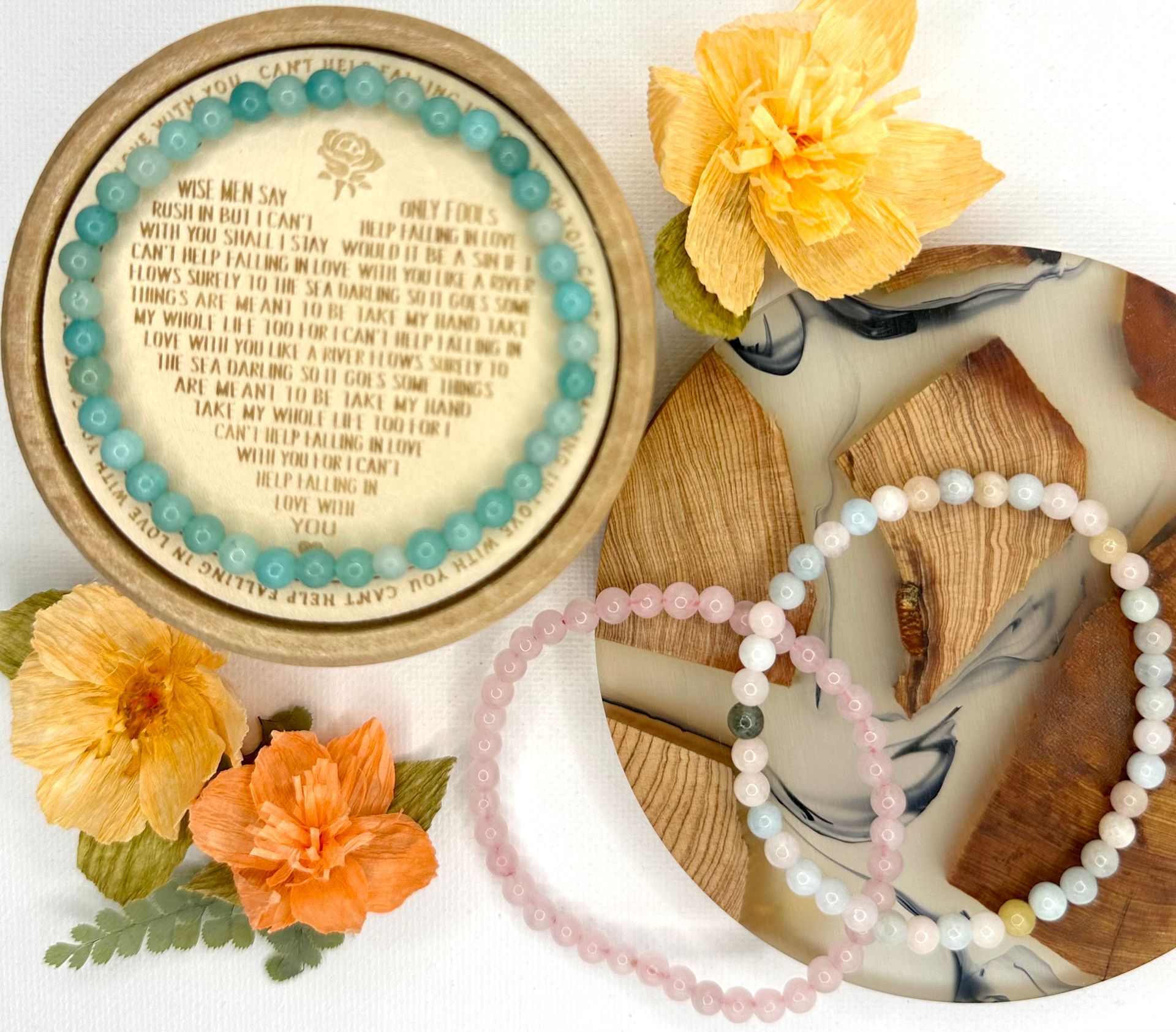 Garden Stack ~ Gemstone Bracelet Trio ~ Blushing Meadow