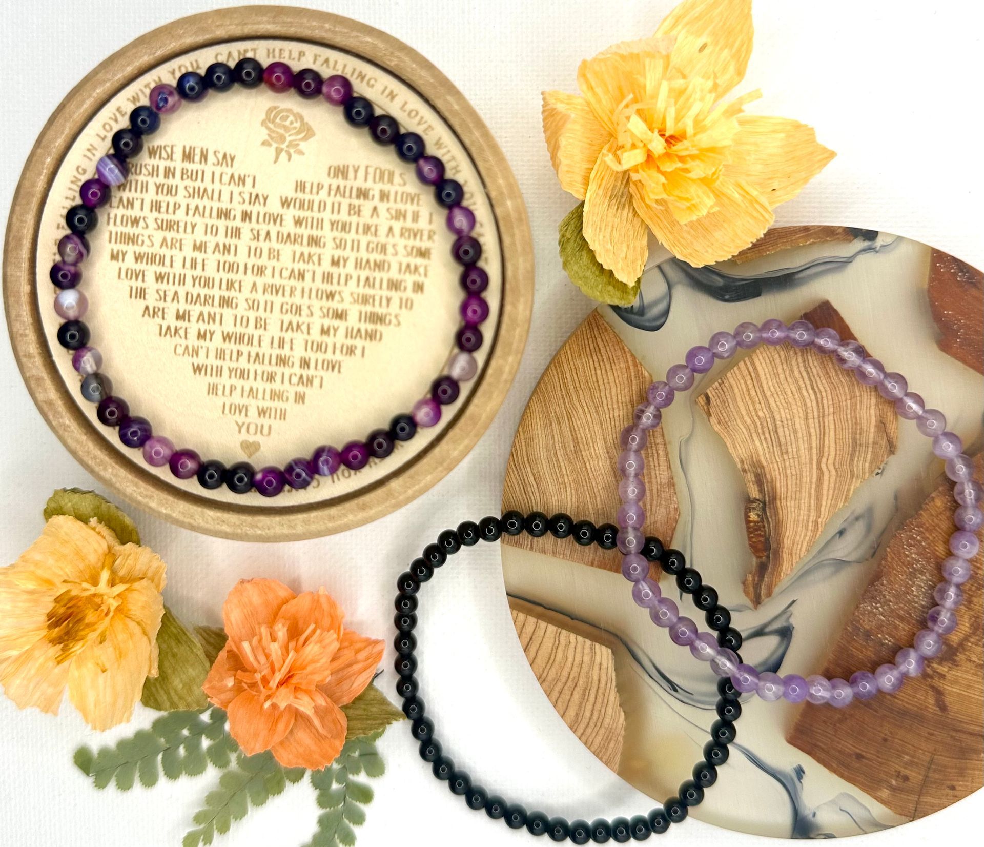 Garden Stack ~ Gemstone Bracelet Trio ~ Nightfall Iris