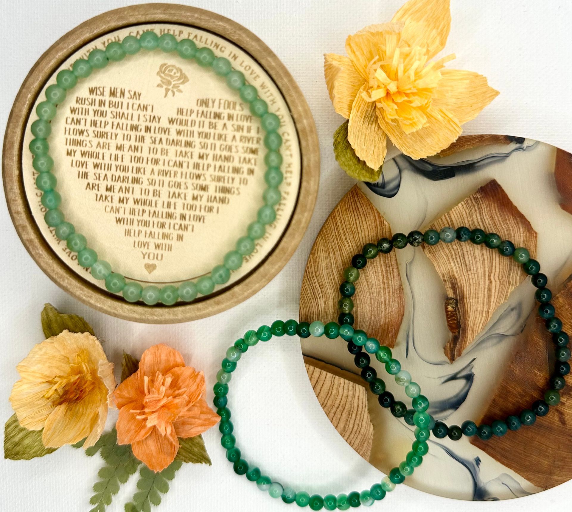 Garden Stack ~ Gemstone Bracelet Trio ~ Sage Grove