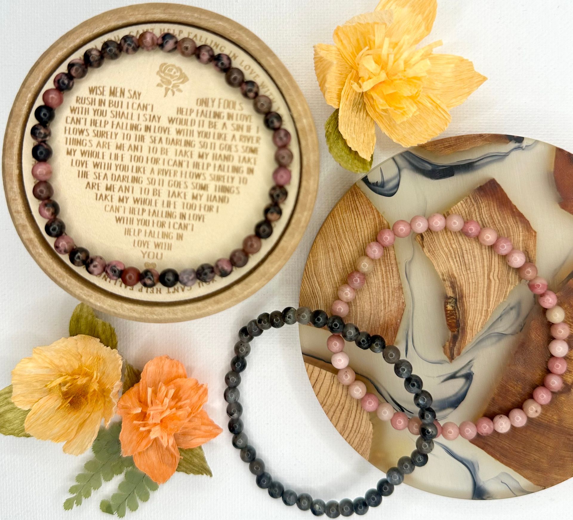 Garden Stack ~ Gemstone Bracelet Trio ~ Moonbloom