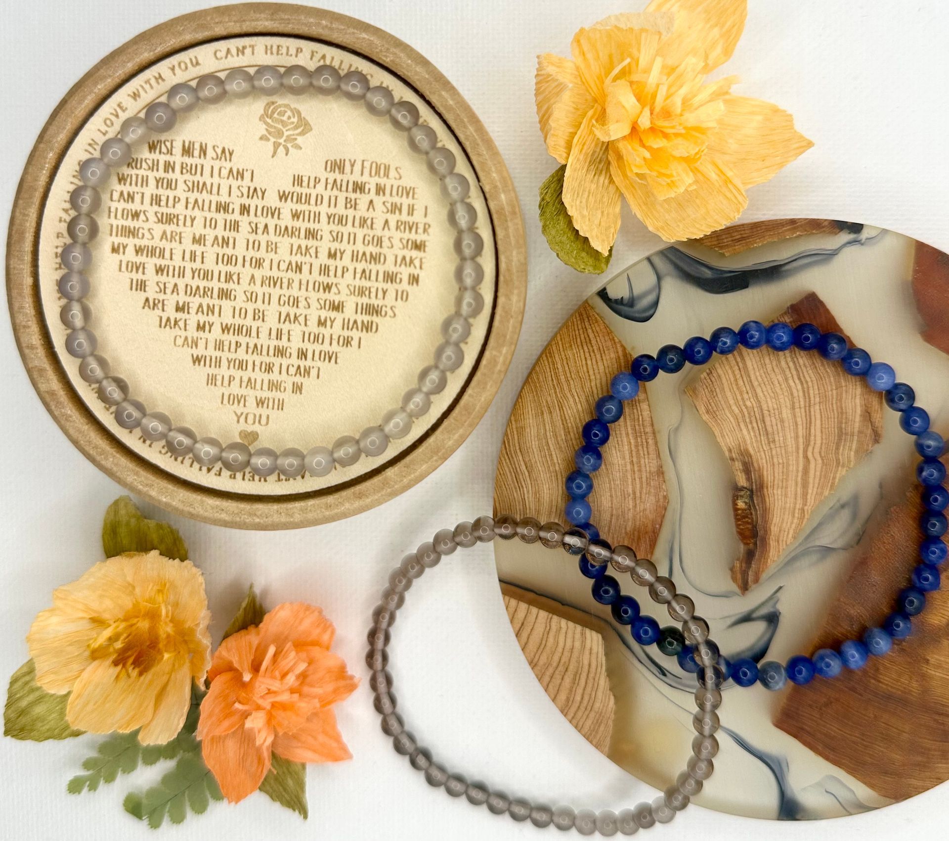 Garden Stack ~ Gemstone Bracelet Trio ~ Still Sky