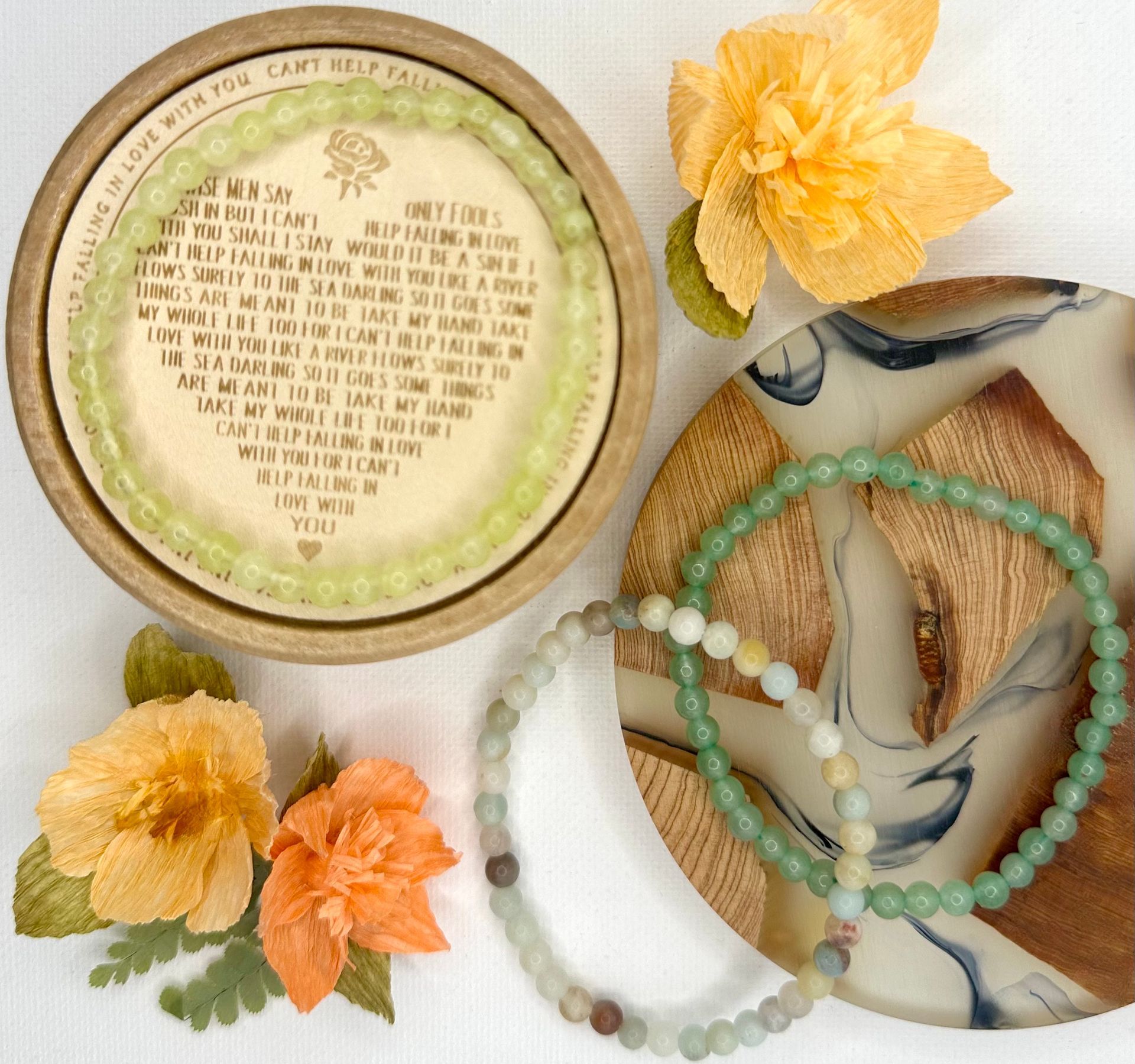 Garden Stack ~ Gemstone Bracelet Trio ~ Summer Fern