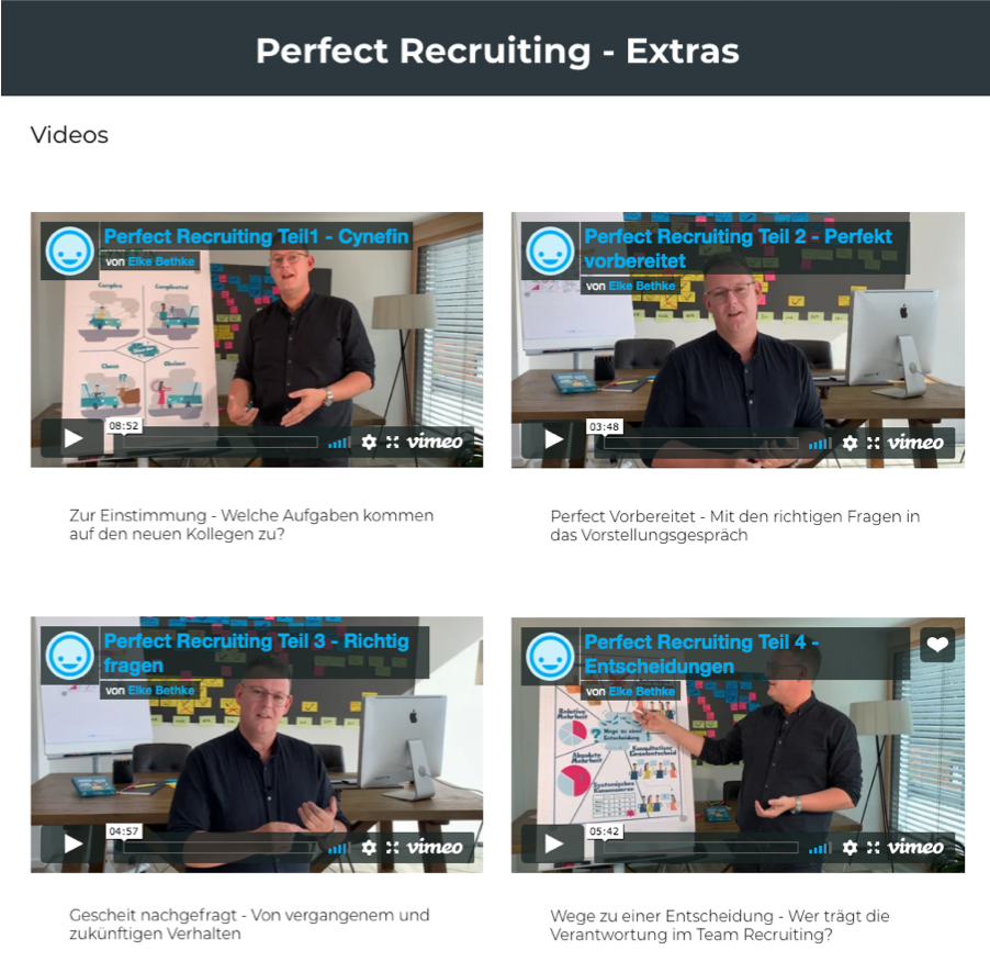 Screenshot der Videos zum Spiel Perfect Recruiting - Cynefin