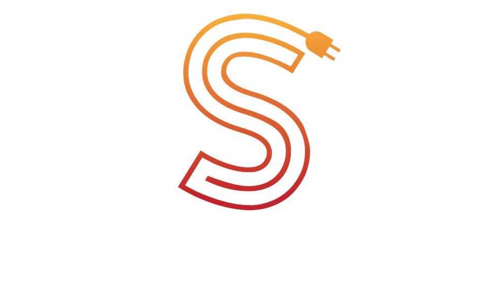 Sanvas Electric Logo with a big S and the business name below