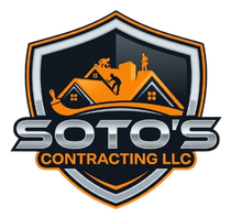 Soto&rsquo;s Contracting LLC logo in black, orange, and silver with a shield and house roof graphic