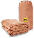 Two blankets are stacked on top of each other on a white background.
