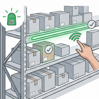 Wireless pick-to-light system using light tags to guide warehouse workers for fast and accurate order picking