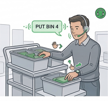 Voice-directed warehouse sorting solution using wearable computer for hands-free item placement