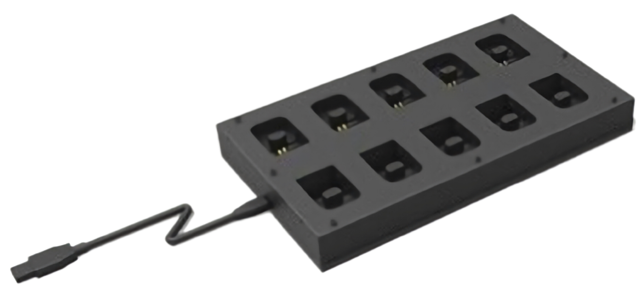 A black power strip with a cord attached to it