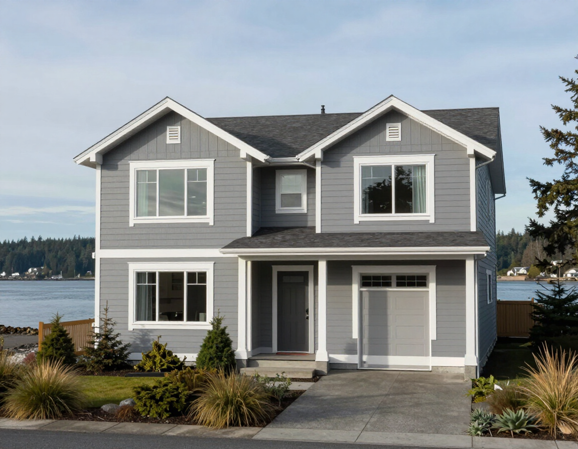 Residential home with painted wood siding near the Blaine, WA waterfront.