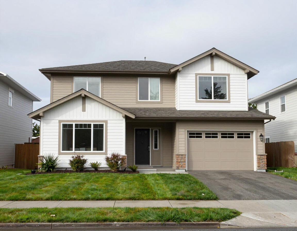 Single-family home with horizontal siding in a Ferndale, WA neighborhood.