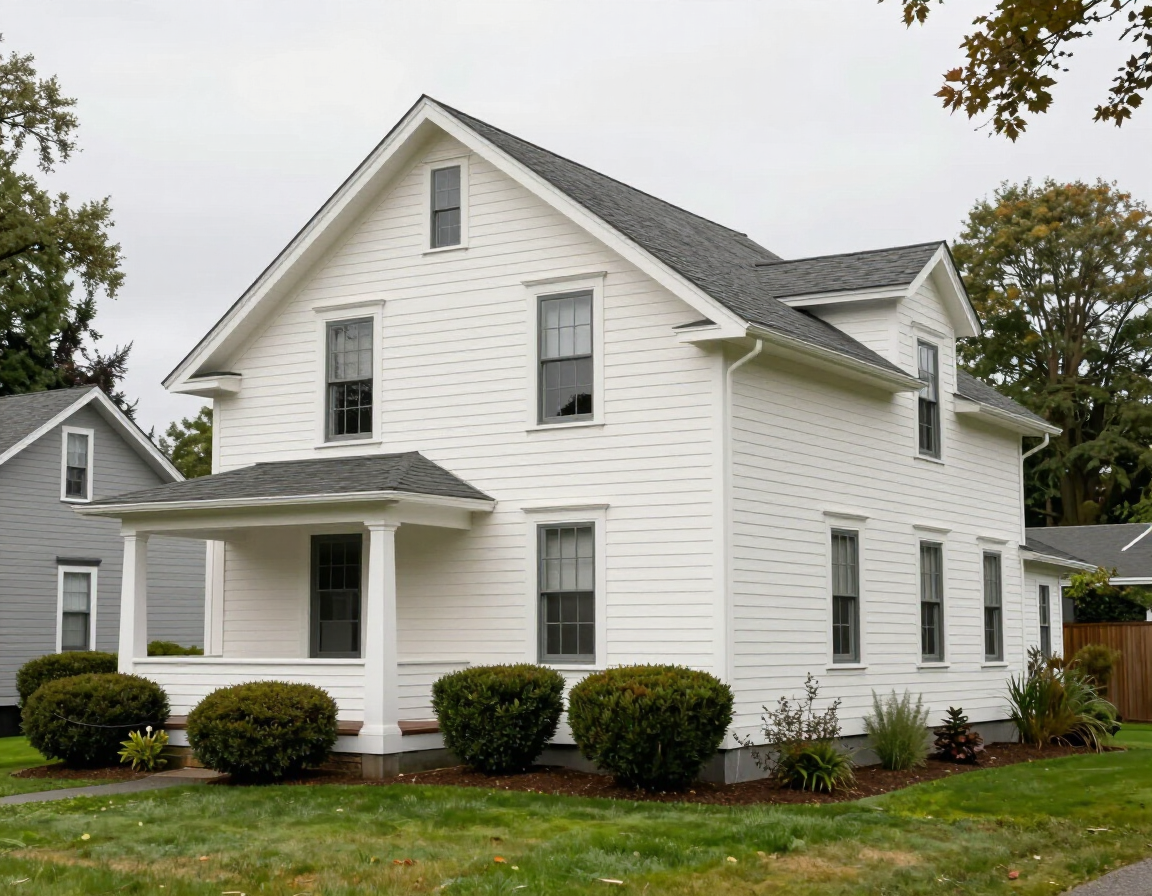 Traditional two-story home with painted siding in a Lynden, WA neighborhood.