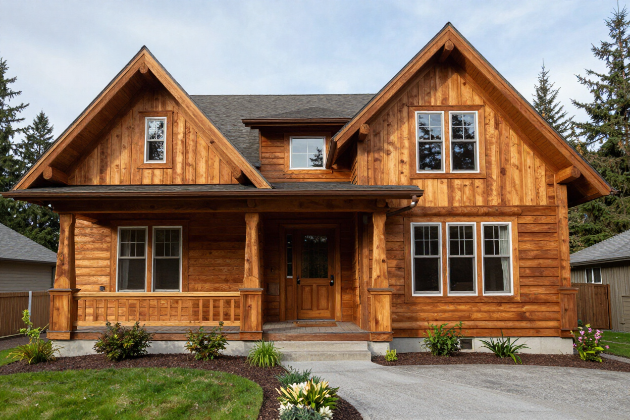 Craftsman home with natural cedar siding