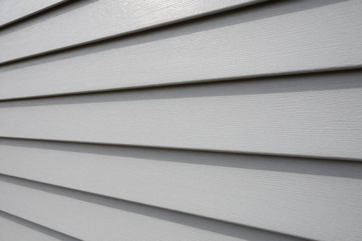 Vinyl siding profile close-up on a residential exterior.