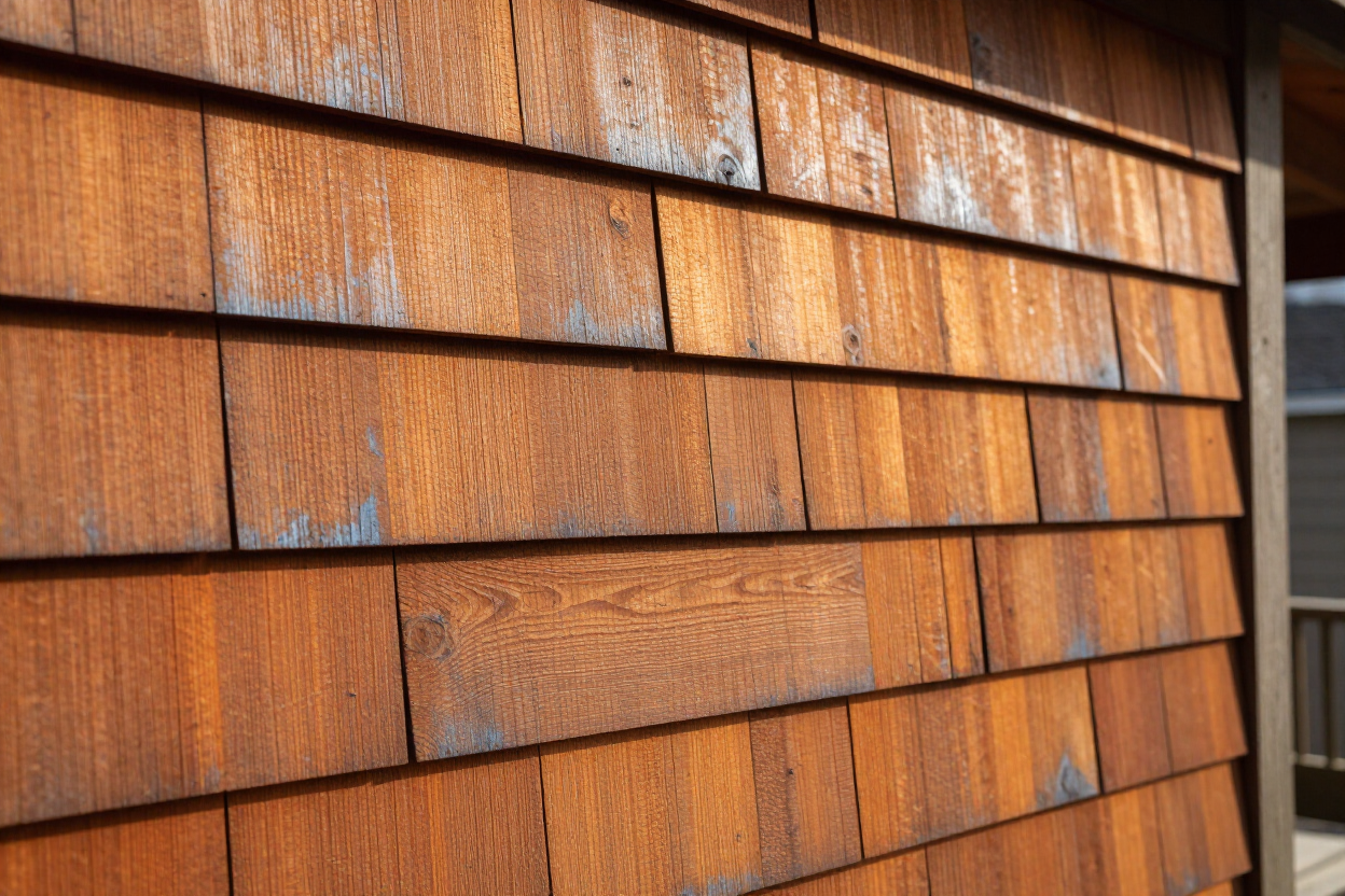 Horizontal cedar lap siding on a Bellingham home