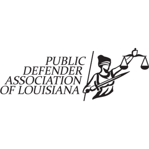The logo for the public defender association of louisiana