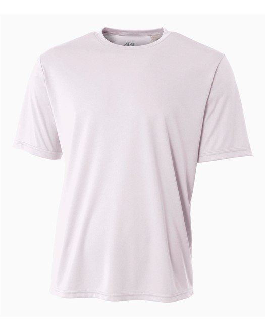 Pale pink crew neck t-shirt.