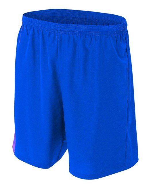 Blue athletic shorts with an elastic waistband.