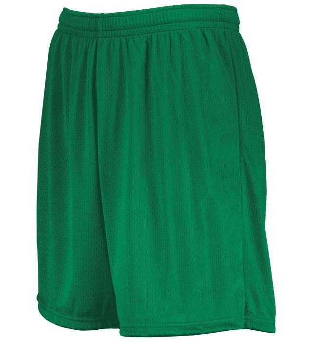 Green mesh athletic shorts.