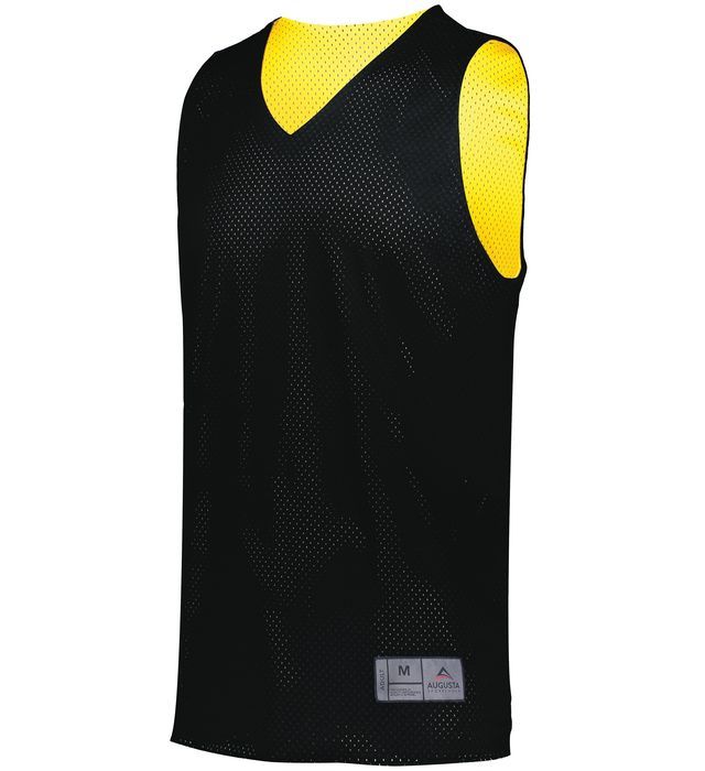 Black and yellow reversible mesh athletic jersey.