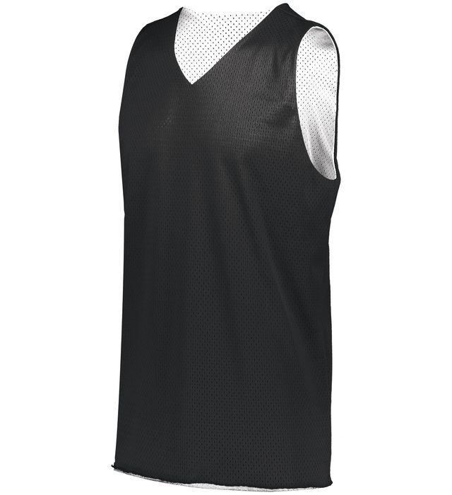 Black and white reversible basketball jersey with a v-neck.