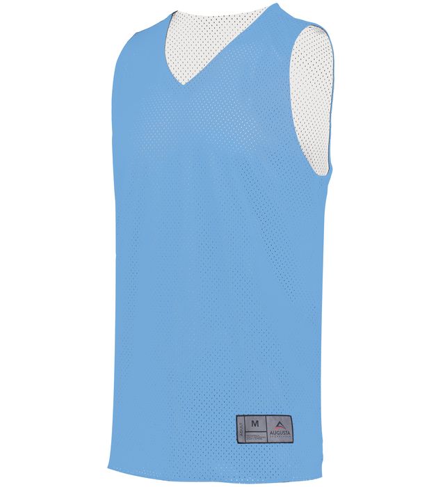 Light blue reversible basketball jersey with a white interior.