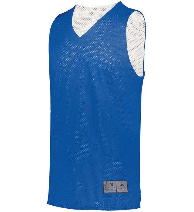Blue and white reversible mesh jersey.