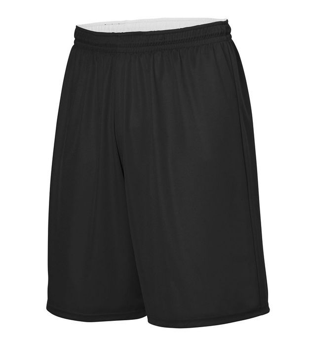 Black athletic shorts with white waistband.