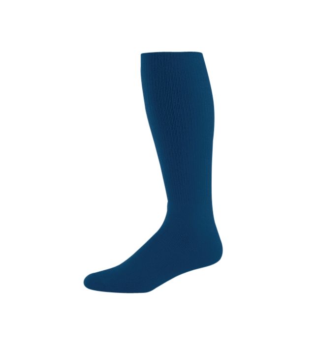 Navy blue knee-high sock.