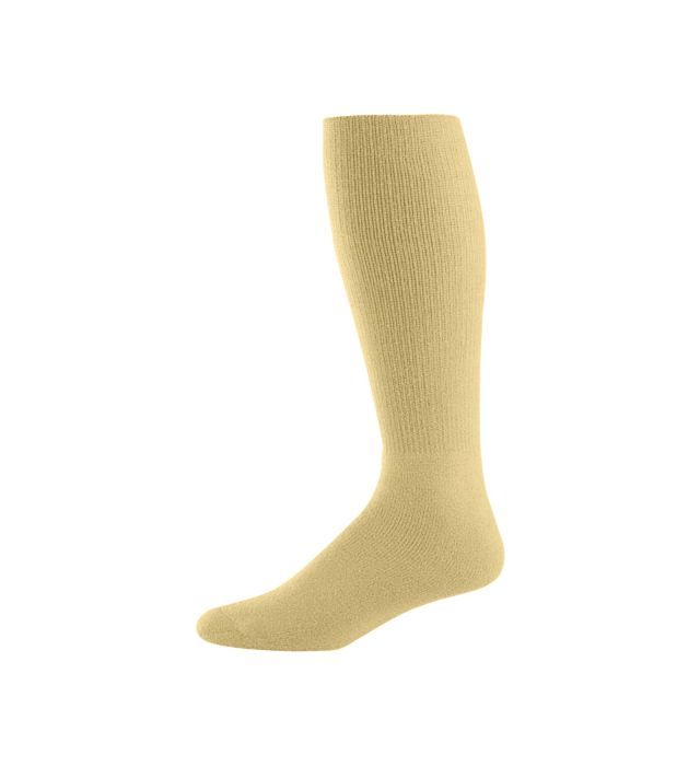 Beige knee-high sock on a white background.