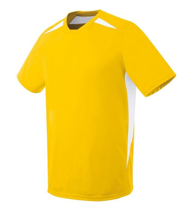 Yellow athletic jersey with white side and shoulder accents.