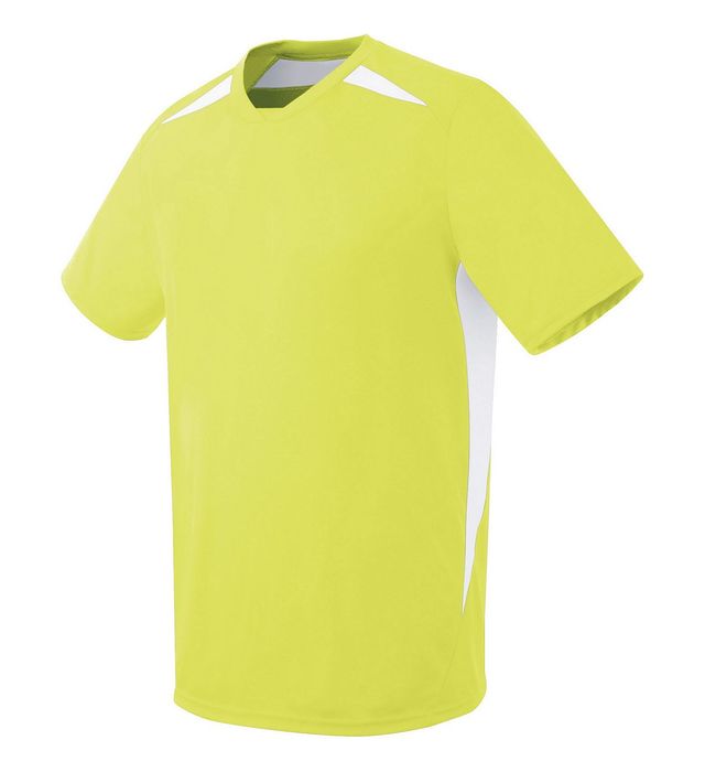 Yellow athletic shirt with white side and shoulder panels.