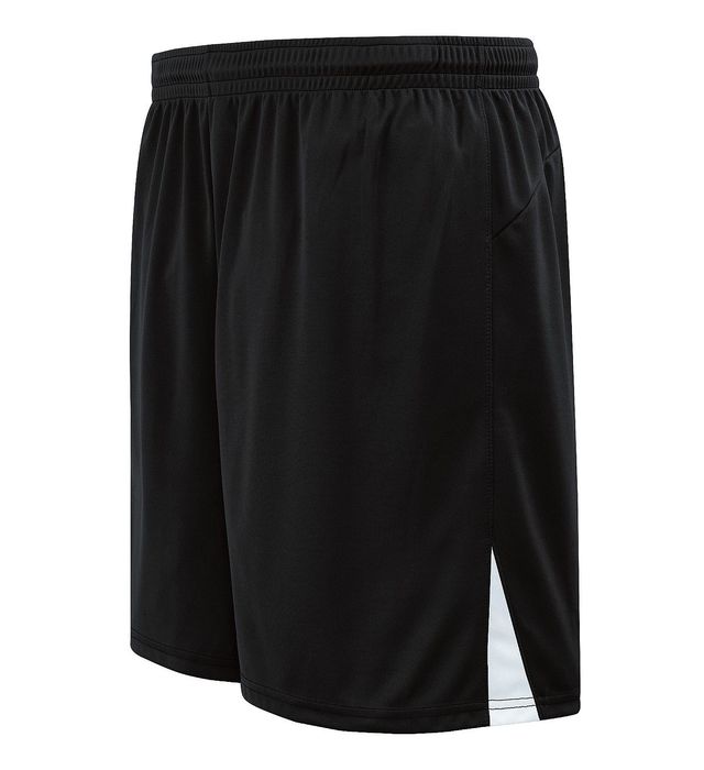 Black athletic shorts with white side accents.