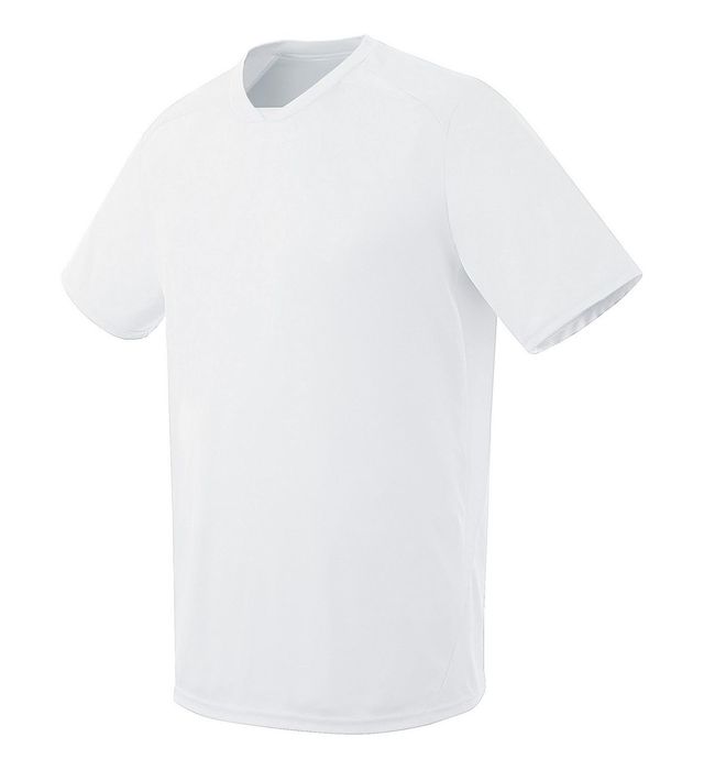 White short-sleeved athletic t-shirt.
