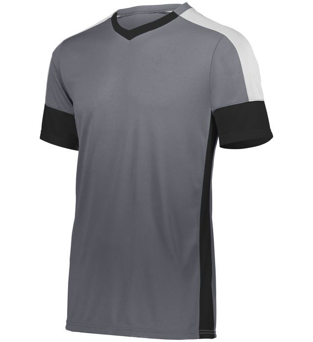 Gray sports jersey with black and white accents.