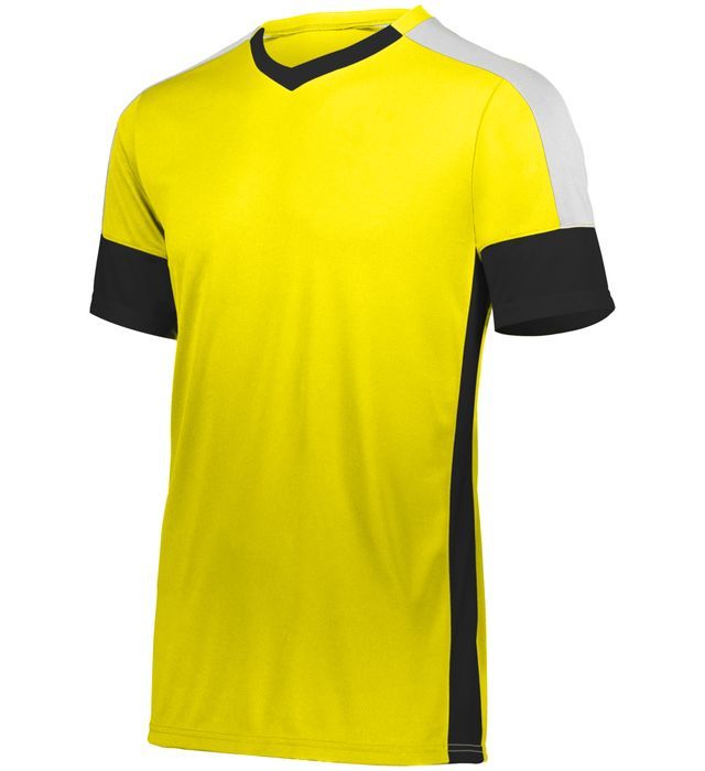 Yellow athletic jersey with black and white accents.
