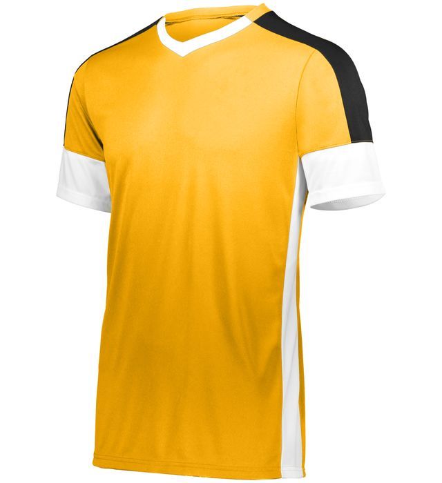 Yellow athletic jersey with black and white accents.