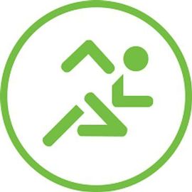 Green runner icon inside a green circle.