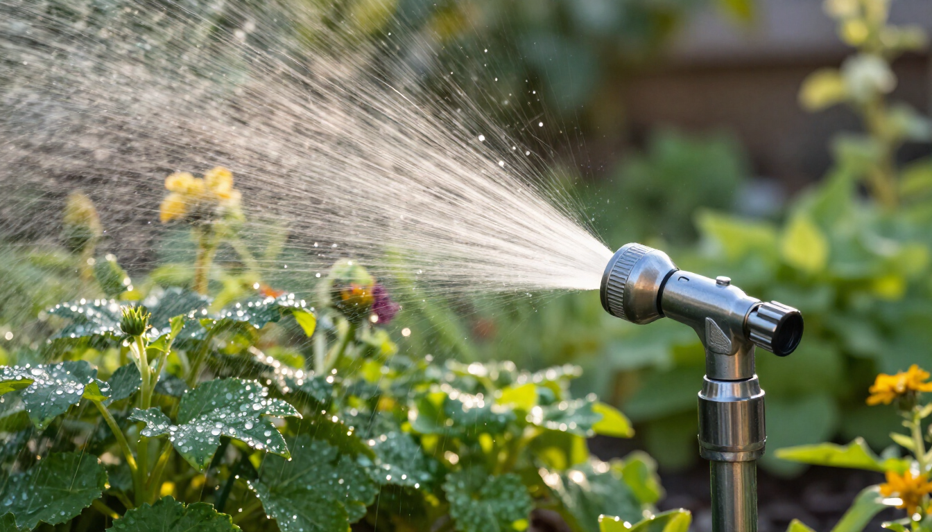 Sprinkler head watering lawn