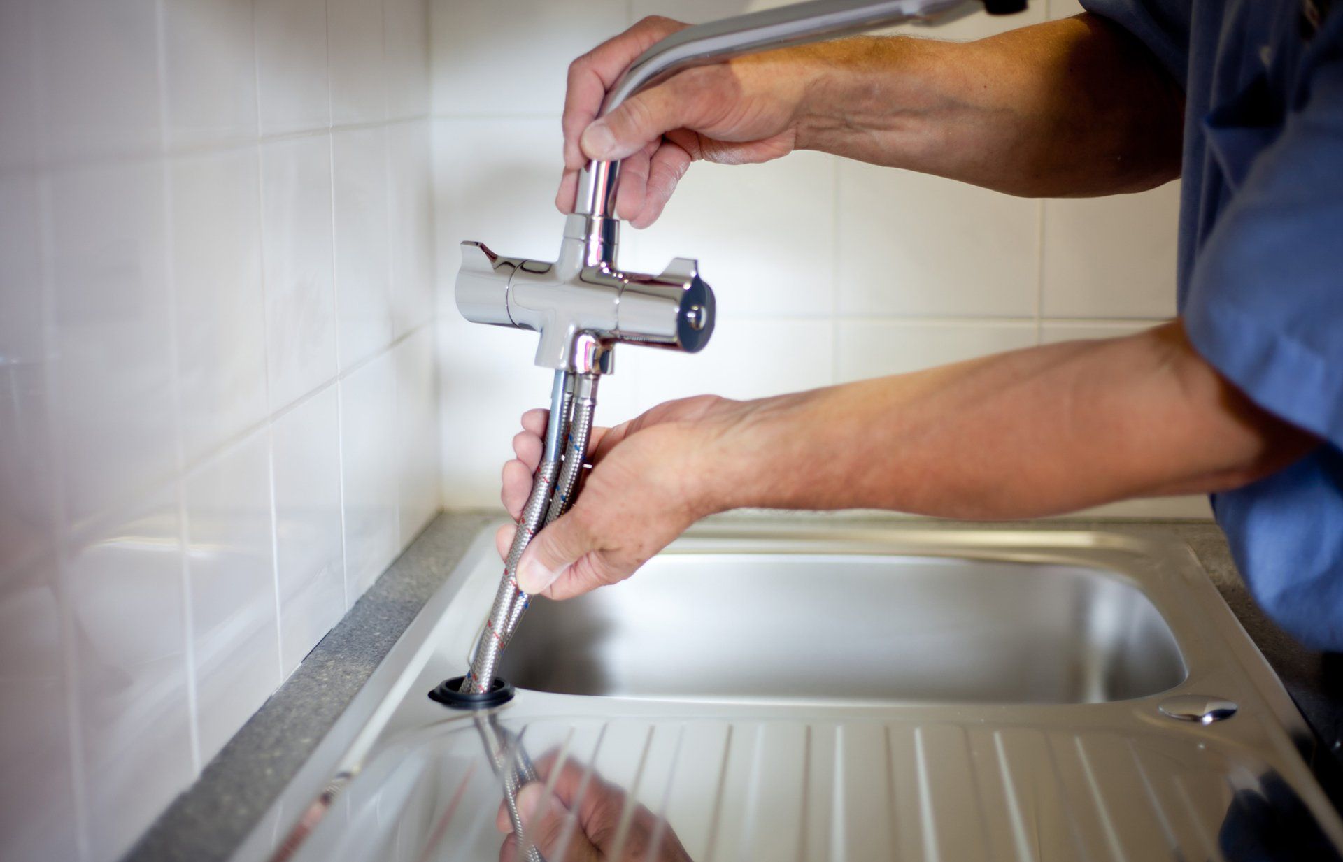 Installing the New Tap — Metairie, LA — A-Perfect Plumbing Inc Installing the New Tap — Metairie, LA — A-Perfect Plumbing Inc