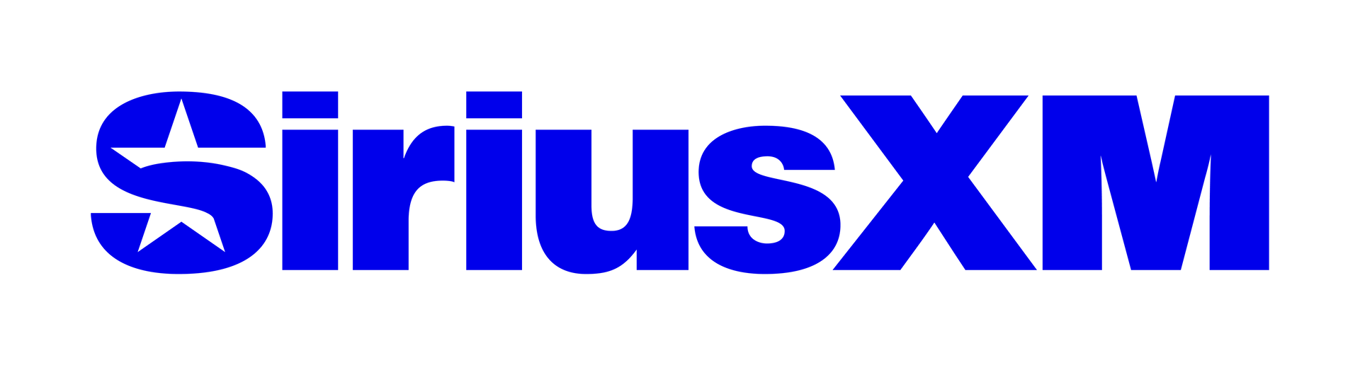 A blue siriusxm logo on a white background