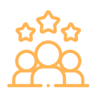 Un grupo de personas paradas una al lado de la otra con estrellas encima.