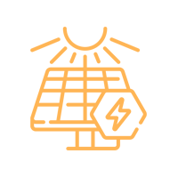 Un panel solar con un rayo.