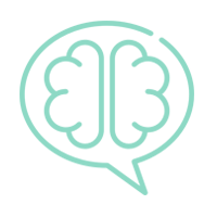 Un dibujo lineal de un cerebro en un bocadillo.
