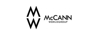 Un logo en blanco y negro para el grupo McCann.