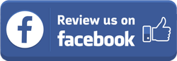 Blue Facebook review banner with Facebook logo and thumbs-up icon.